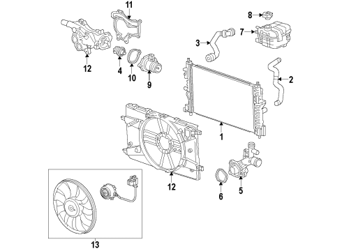 2013 Chevrolet Cruze Cooling System, Radiator, Water Pump, Cooling Fan Water Pump Kit Diagram for 55486342