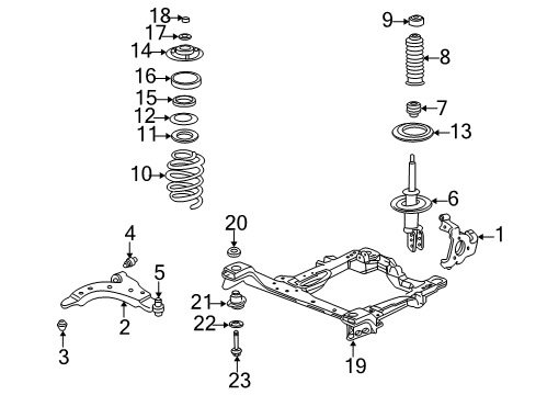 1998 Chevrolet Venture Front Suspension Components, Lower Control Arm, Stabilizer Bar Strut Diagram for 88965467
