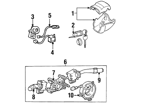 1999 Chevrolet Prizm Shroud, Switches & Levers Cylinder, Ignition Lock(W/Key) Diagram for 94858794