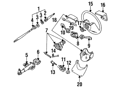 1989 Pontiac LeMans Switches Cylinder Set, W/Key, Ignition Diagram for 90273774