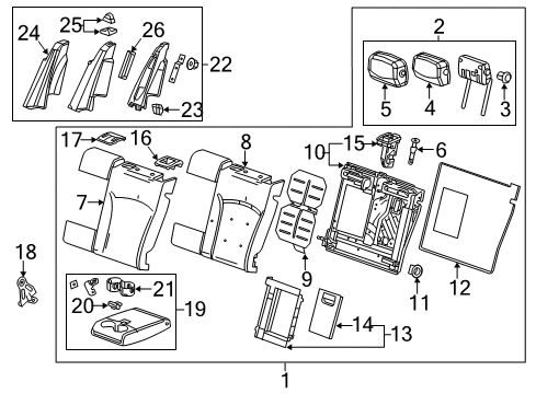 2015 Cadillac XTS Rear Seat Components Headrest Cover Diagram for 22890135