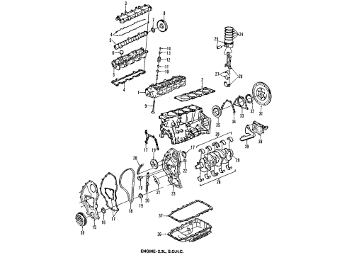1993 Pontiac Grand Am Engine Parts, Mounts, Cylinder Head & Valves, Camshaft & Timing, Exhaust Camshaft, Intake Camshaft, Oil Pan, Oil Pump, Crankshaft & Bearings, Pistons, Rings & Bearings Valve-Exhaust Diagram for 22542314