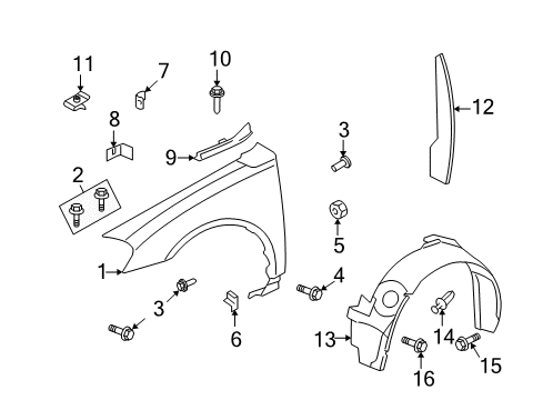 2014 Chevrolet Impala Limited Fender & Components Insulator Diagram for 15868468