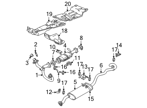 1998 GMC Sonoma Exhaust Components 3Way Catalytic Convertor Assembly Diagram for 25179076