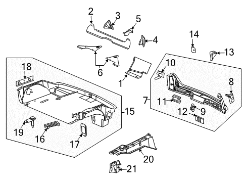 2007 Cadillac XLR Rear Body Panel, Floor & Rails Extension-Body Lock Pillar Upper Tie Bar Diagram for 10438474