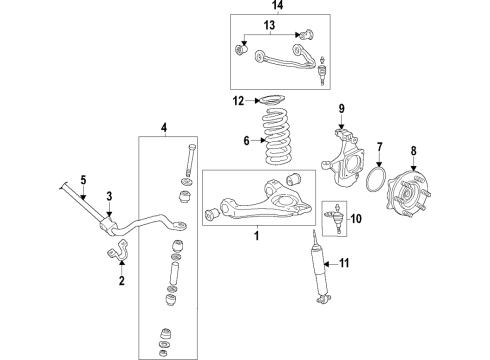 2021 Chevrolet Express 2500 Suspension Components, Lower Control Arm, Upper Control Arm, Stabilizer Bar Lower Ball Joint Diagram for 19210782