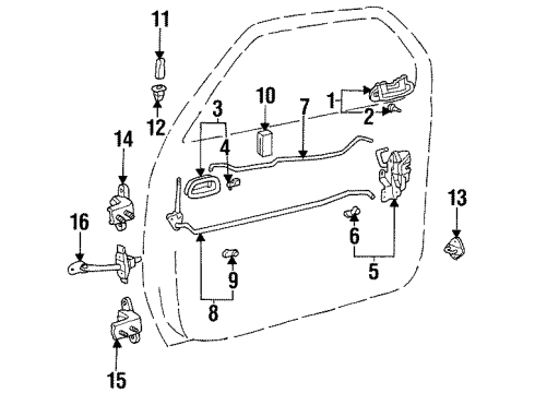2001 Chevrolet Prizm Hardware Rear Side Door Lock Kit Diagram for 94857502