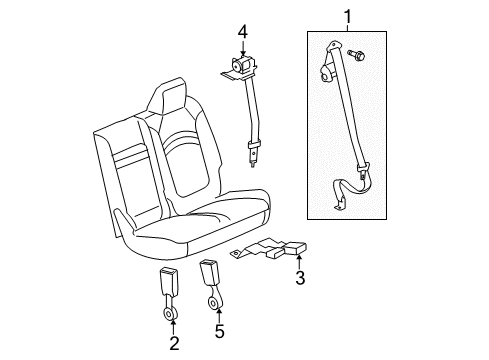 2008 GMC Acadia Seat Belt Rear Seat Belt Kit #2 Center (Buckle Side) *Eb*Ebony Diagram for 19168230