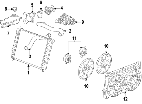 2012 Cadillac CTS Cooling System, Radiator, Water Pump, Cooling Fan Fan Motor Diagram for 25876661