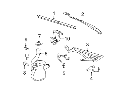 2006 Buick Lucerne Wiper & Washer Components Wiper Blade Diagram for 20988799