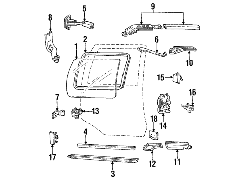 1993 Pontiac Trans Sport Side Loading Door - Glass & Hardware Latch Kit Pin Diagram for 12338111
