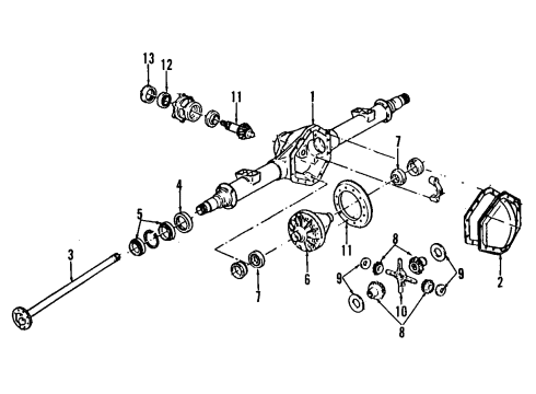 1999 GMC Yukon Rear Axle, Differential, Propeller Shaft Side Gear Washer Diagram for 14039026
