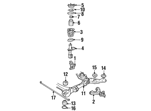 1986 Cadillac Fleetwood Front Suspension Components, Lower Control Arm, Stabilizer Bar Bearing, Front Suspension Strut Mount Diagram for 12351015