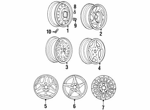 2000 Pontiac Grand Prix Wheels Wheel Nut Cap Diagram for 10180807