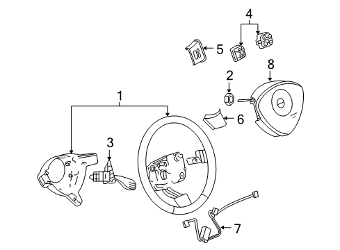2007 Saturn Relay Steering Column & Wheel Cover, Steering Wheel Spoke (Brushed Satin Nick*Brushed Sati Diagram for 19150545