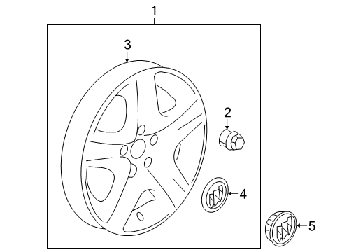 2011 Buick LaCrosse Wheel Covers & Trim Wheel Cover Diagram for 9598719