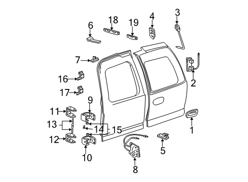 2003 Chevrolet Tahoe Lift Gate Support Cylinder Diagram for 15029088