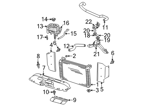 2001 GMC Sierra 2500 HD Radiator & Components Radiator Outlet Hose Assembly Diagram for 19332843