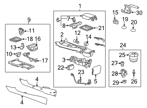 2015 Chevrolet Camaro Center Console Power Outlet Retainer Diagram for 13504000
