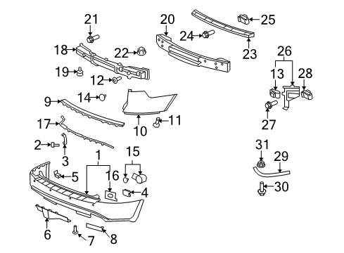 2008 Buick Enclave Parking Aid Rear View Camera Image Displacement Module Assembly Diagram for 15806901