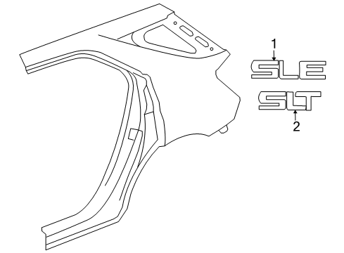 2011 GMC Terrain Exterior Trim - Quarter Panel Mud Guard Diagram for 19170502