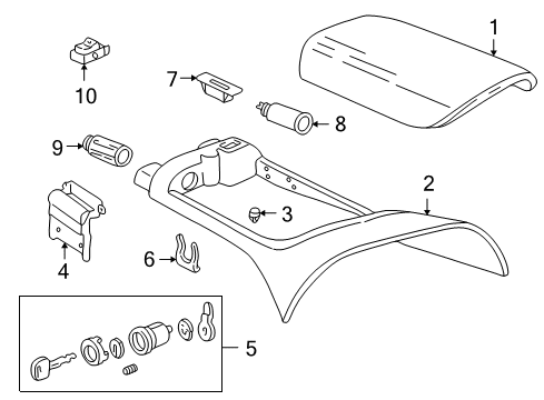 1998 Chevrolet Corvette Rear Console Cylinder Asm, Fuel Tank Filler Door Lock Diagram for 12523746