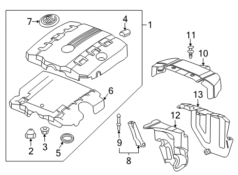 2011 Cadillac CTS Engine Appearance Cover Shield, Engine Rear Noise Diagram for 12630022