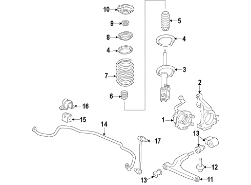2007 Saturn Aura Front Suspension Components, Lower Control Arm, Stabilizer Bar Front Spring Diagram for 15829636