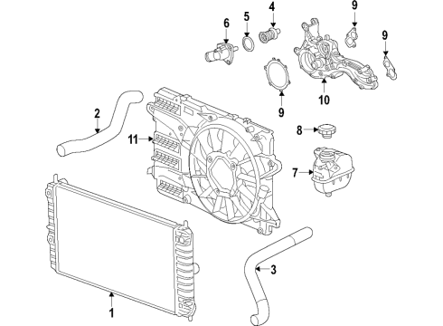 2017 Chevrolet Camaro Cooling System, Radiator, Water Pump, Cooling Fan Lower Hose Diagram for 84134907