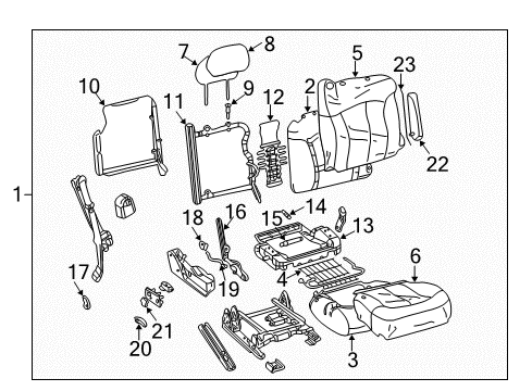 2000 GMC Sierra 2500 Front Seat Components Motor Kit, Front Seat Reclining Actuator Diagram for 89026367