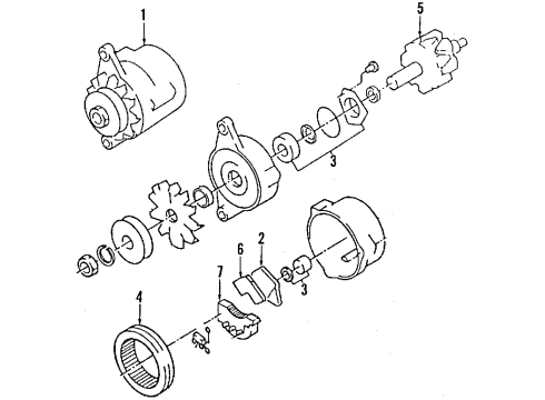1988 Pontiac LeMans Alternator BRUSH HLD Diagram for 90007040