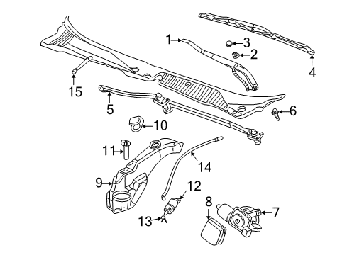 1998 Cadillac Seville Wiper & Washer Components Wiper Motor Cover Diagram for 12365314