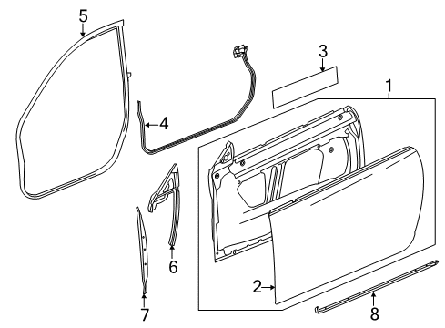 2016 Cadillac ATS Door & Components Front Weatherstrip Diagram for 22820133