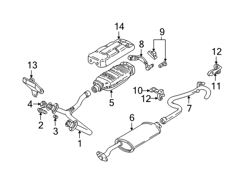 1995 Chevrolet S10 Exhaust Components 3Way Catalytic Convertor Assembly Diagram for 25146590