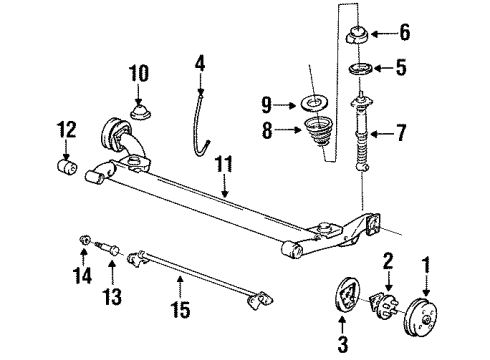 1989 Chevrolet Beretta Rear Suspension Components, Stabilizer Bar & Components Buckle Nut Diagram for 11516073