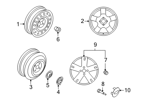 2009 Pontiac G3 Wheels, Covers & Trim Wheel Cover Diagram for 96653137