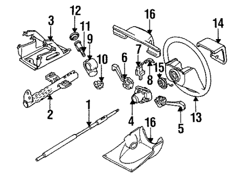 1993 Pontiac LeMans Steering Column & Wheel COVER, Steering Diagram for 96133542