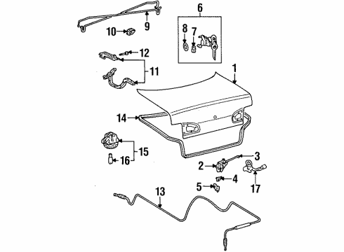 2001 Chevrolet Prizm Trunk Lid Rear Compartment Lid Lock Cylinder(W/Key) Diagram for 94858793