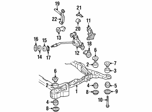 1994 Cadillac Seville Front Suspension Components, Lower Control Arm, Ride Control, Stabilizer Bar Bushing Nut Lock Diagram for 11516074