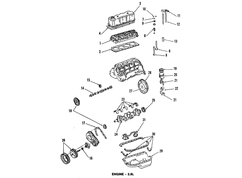 1992 GMC Sonoma Engine Parts, Mounts, Cylinder Head & Valves, Camshaft & Timing, Oil Cooler, Oil Pan, Oil Pump, Balance Shafts, Crankshaft & Bearings, Pistons, Rings & Bearings Gear-Crankshaft Diagram for 10028052