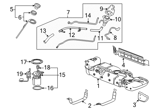 2010 Chevrolet Tahoe Fuel System Components Fuel Pump Diagram for 19299717