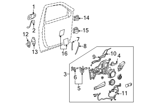 2008 Chevrolet Uplander Front Door - Lock & Hardware Handle Asm, Front Side Door Outside *Service Primer (RH) Diagram for 19207857