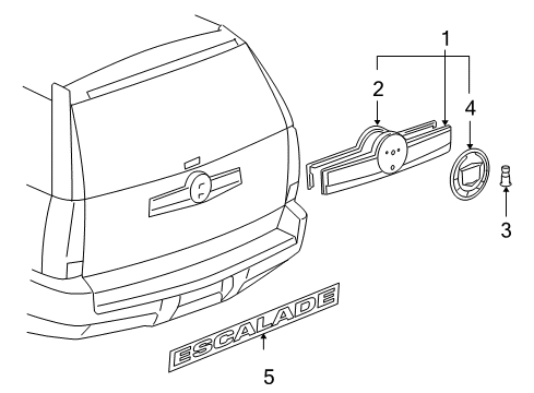 2011 Cadillac Escalade Exterior Trim - Lift Gate Nameplate Diagram for 20903627