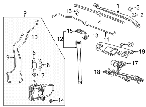 2022 Chevrolet Bolt EUV Wiper & Washer Components Link Arm Bolt Diagram for 95950208