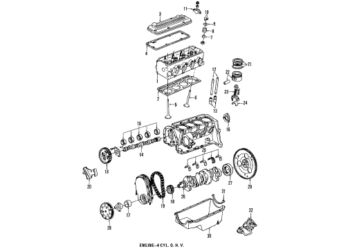 1986 Cadillac Cimarron Engine Parts, Mounts, Cylinder Head & Valves, Camshaft & Timing, Oil Pan, Oil Pump, Crankshaft & Bearings, Pistons, Rings & Bearings Valve-Exhaust (Std) Diagram for 14004098