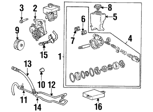 1992 Buick Skylark P/S Pump & Hoses, Steering Gear & Linkage Pump Asm-P/S Diagram for 26031446