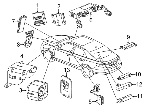 2011 Saab 9-5 Anti-Theft Components Receiver Diagram for 13503204