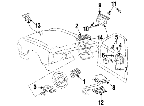 1998 Cadillac DeVille Air Bag Components Side Air Bag Retainer Diagram for 12084149