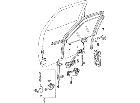 1987 Cadillac Brougham Front Door - Glass & Hardware Front Door Lock Assembly Lh Diagram for 16608203