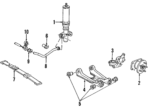 1986 Cadillac Eldorado Rear Suspension Components, Lower Control Arm, Ride Control, Stabilizer Bar Hub & Bearing Assembly Diagram for 7466949